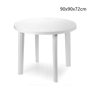 Trade Shop - Tavolo Da Giardino Bianco Rotondo In Plastica 90x72cm Resistente Arredo Esterno 008942 -