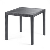 Tavolo da giardino quadrato 78x78x72h cm in plastica simil rattan colore antracite Tomaino