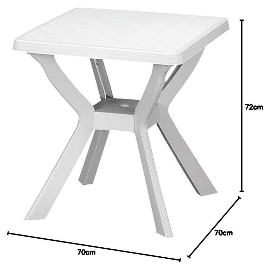 Trade Shop - Tavolo Da Giardino Quadrato Bianco Arredo Da Esterno In Plastica 70x70xh72cm 012137 -        