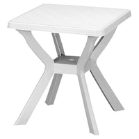 Trade Shop - Tavolo Da Giardino Quadrato Bianco Arredo Da Esterno In Plastica 70x70xh72cm 012137 -        