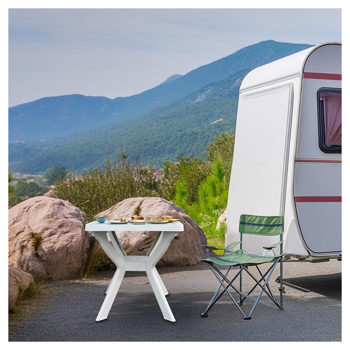 Trade Shop - Tavolo Da Giardino Quadrato Bianco Arredo Da Esterno In Plastica 70x70xh72cm 012137 -        