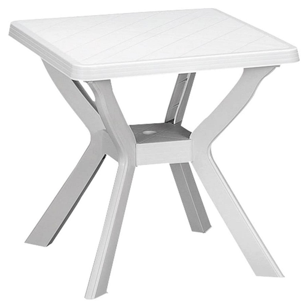 Trade Shop - Tavolo Da Giardino Quadrato Bianco Arredo Da Esterno In Plastica 70x70xh72cm 012137 -        