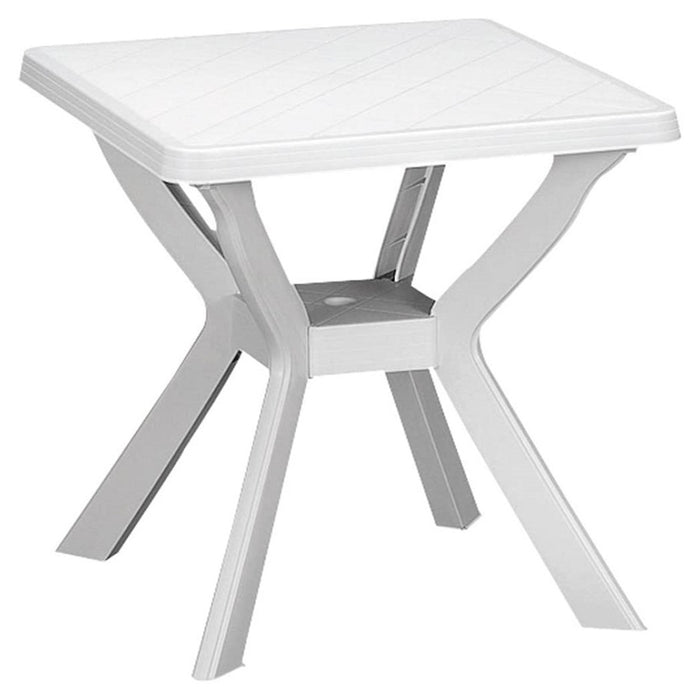 Trade Shop - Tavolo Da Giardino Quadrato Bianco Arredo Da Esterno In Plastica 70x70xh72cm 012137 -        