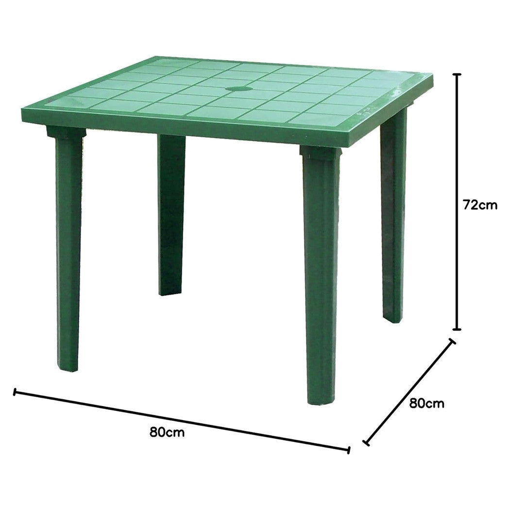 Trade Shop - Tavolo Da Giardino Quadrato Weekend Verde 80x80cm In Plastica Arredo Esterno 016300 -        