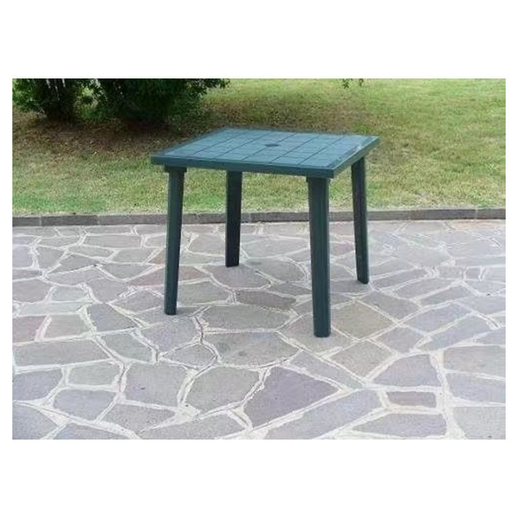 Trade Shop - Tavolo Da Giardino Quadrato Weekend Verde 80x80cm In Plastica Arredo Esterno 016300 -        