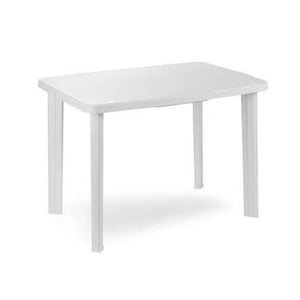Trade Shop - Tavolo Da Giardino Rettangolare Bianco Arredo Esterno Resistente 101x68xh72cm 012138 -        