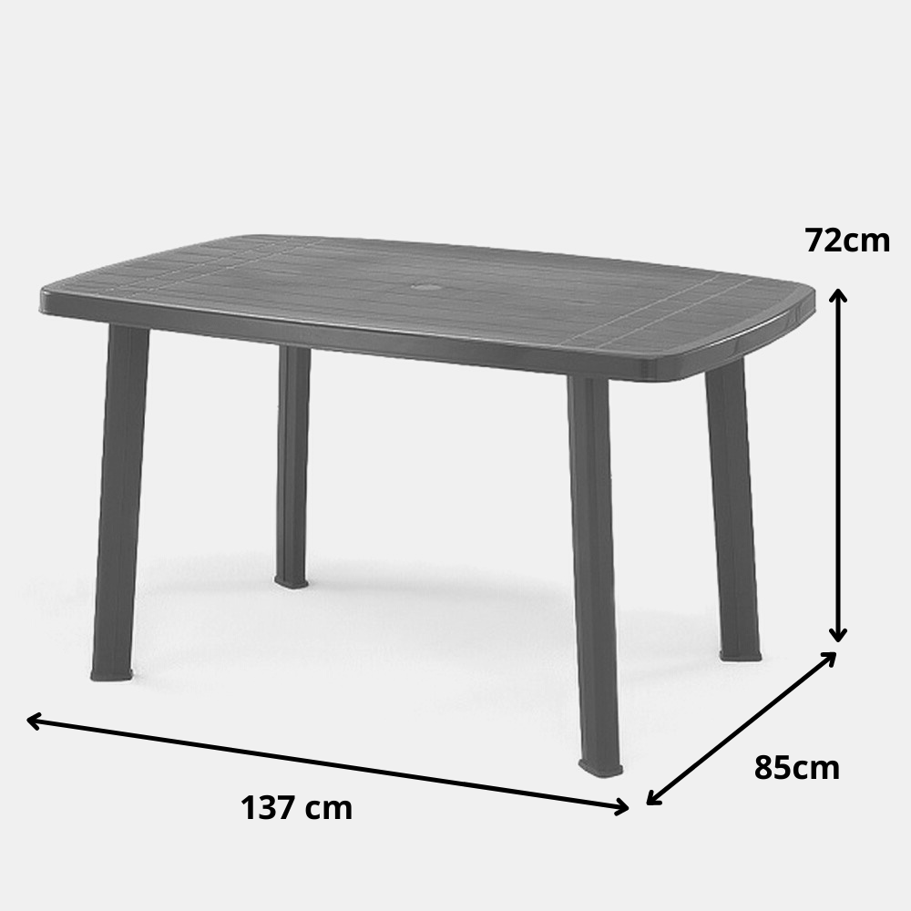 Tavolo da Giardino 138x87x72cm in plastica Rettangolare con Gambe smontabili colore verde Tomaino
