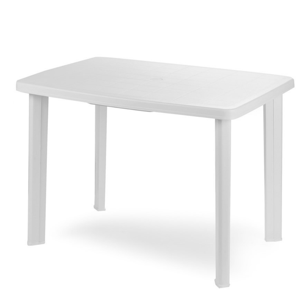 Tavolo da Giardino Rettangolare 101x68x72 cm in plastica colore bianco Tomaino