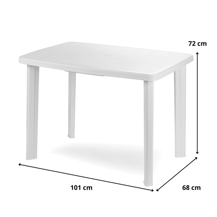 Tavolo da Giardino Rettangolare 101x68x72 cm in plastica colore bianco Tomaino