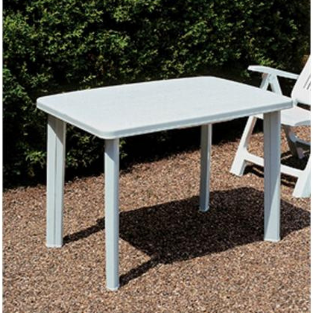 Tavolo da Giardino Rettangolare 101x68x72 cm in plastica colore bianco Tomaino