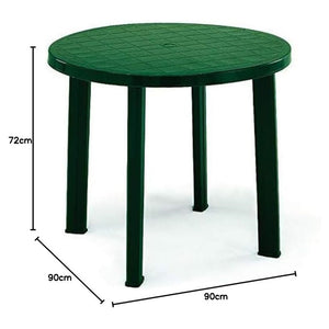 Trade Shop - Tavolo Da Giardino Rotondo Verde In Plastica ø 90 Cm Resistente Arredo Esterno 019733 -        