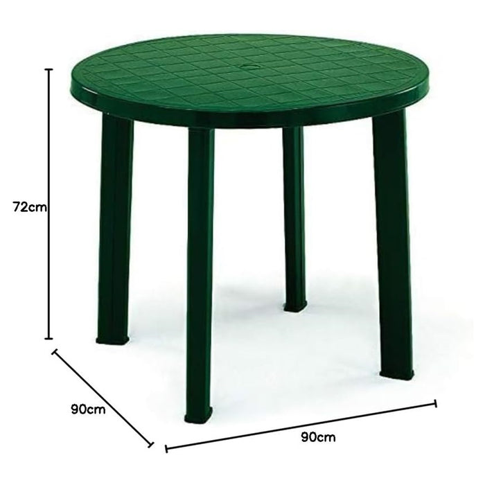 Trade Shop - Tavolo Da Giardino Rotondo Verde In Plastica ø 90 Cm Resistente Arredo Esterno 019733 -        