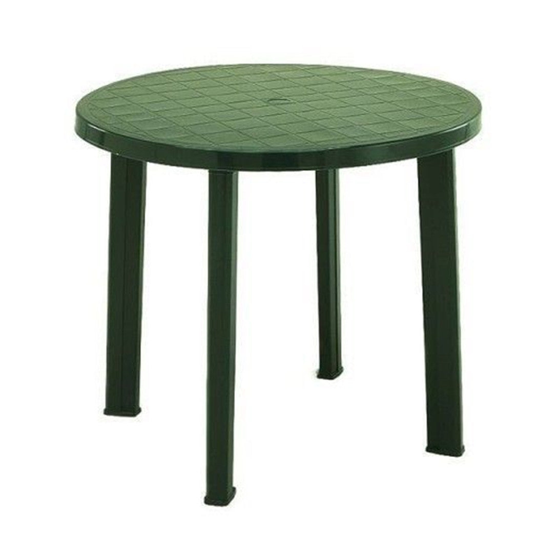 Trade Shop - Tavolo Da Giardino Rotondo Verde In Plastica ø 90 Cm Resistente Arredo Esterno 019733 -        