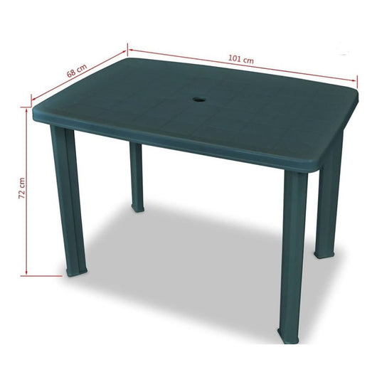Trade Shop - Tavolo Da Giardino Verde Esterno Resistente 101x68xh72cm Con Foro Ombrellone 023738 -        