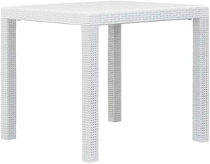 Tavolo da giardino quadrato 78x78x72h cm in plastica simil rattan colore bianco Tomaino
