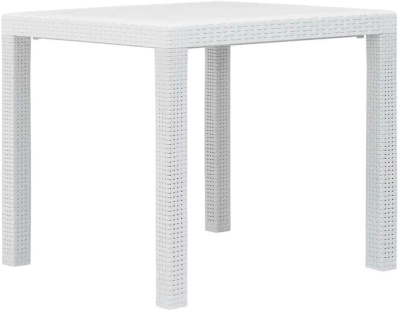 Tavolo da giardino quadrato 78x78x72h cm in plastica simil rattan colore bianco Tomaino