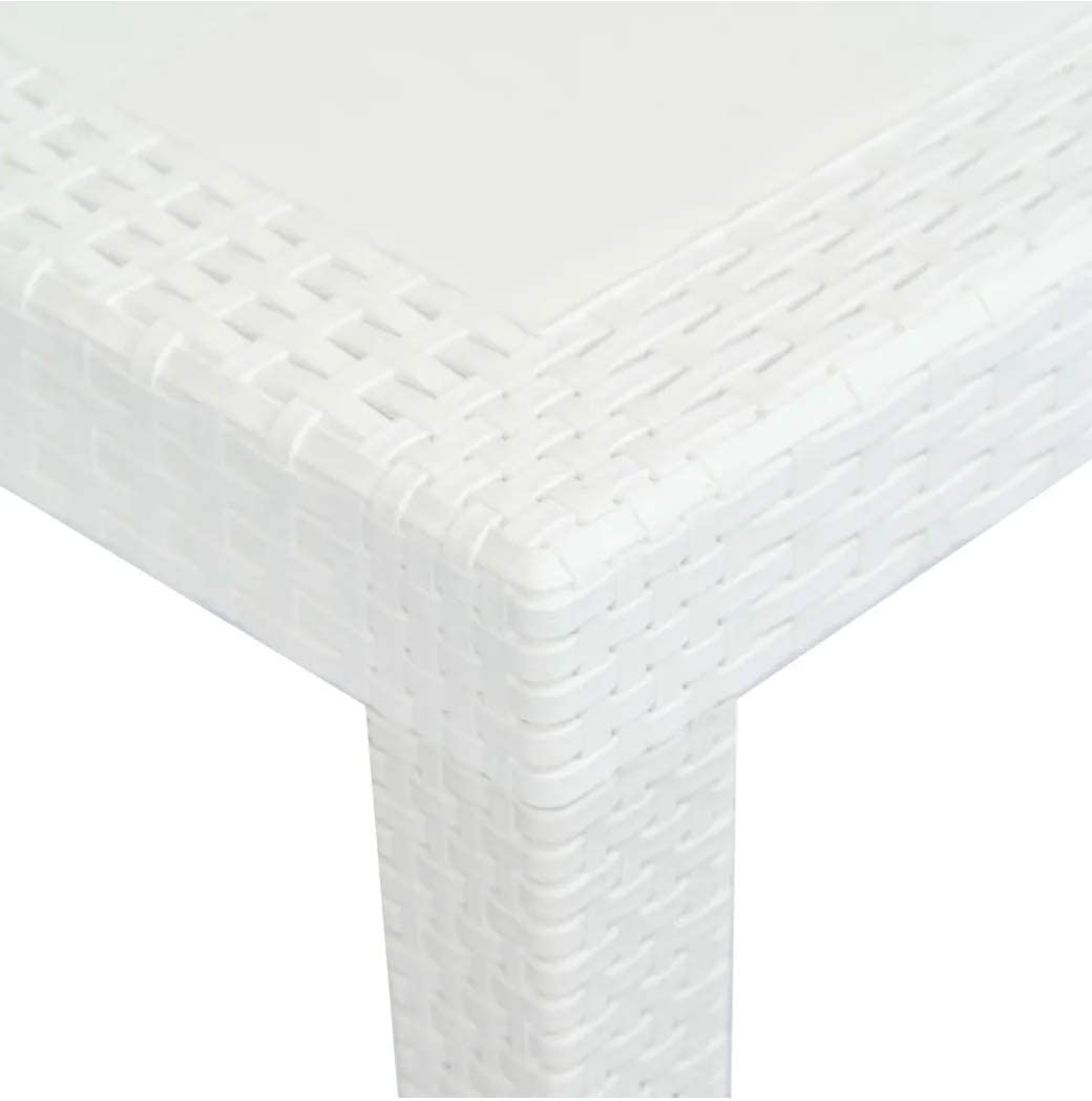 Tavolo da giardino quadrato 78x78x72h cm in plastica simil rattan colore bianco Tomaino