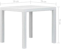 Tavolo da giardino quadrato 78x78x72h cm in plastica simil rattan colore bianco Tomaino