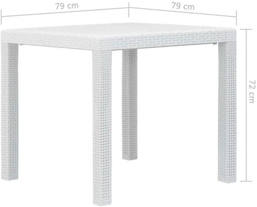 Tavolo da giardino quadrato 78x78x72h cm in plastica simil rattan colore bianco Tomaino