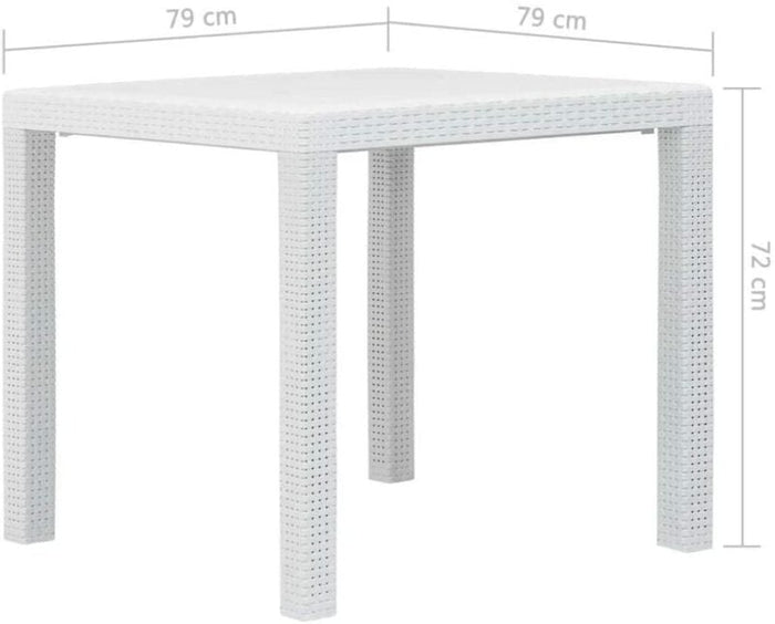 Tavolo da giardino quadrato 78x78x72h cm in plastica simil rattan colore bianco Tomaino