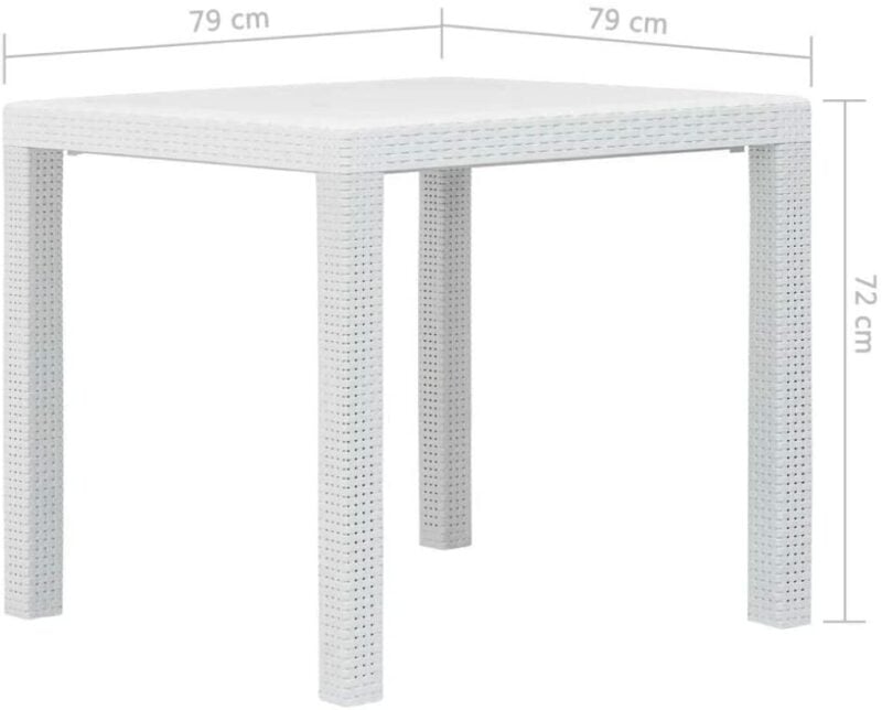 Tavolo da giardino quadrato 78x78x72h cm in plastica simil rattan colore bianco Tomaino