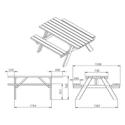 Tavolo da Picnic 177x70 - Oasi Inclusive