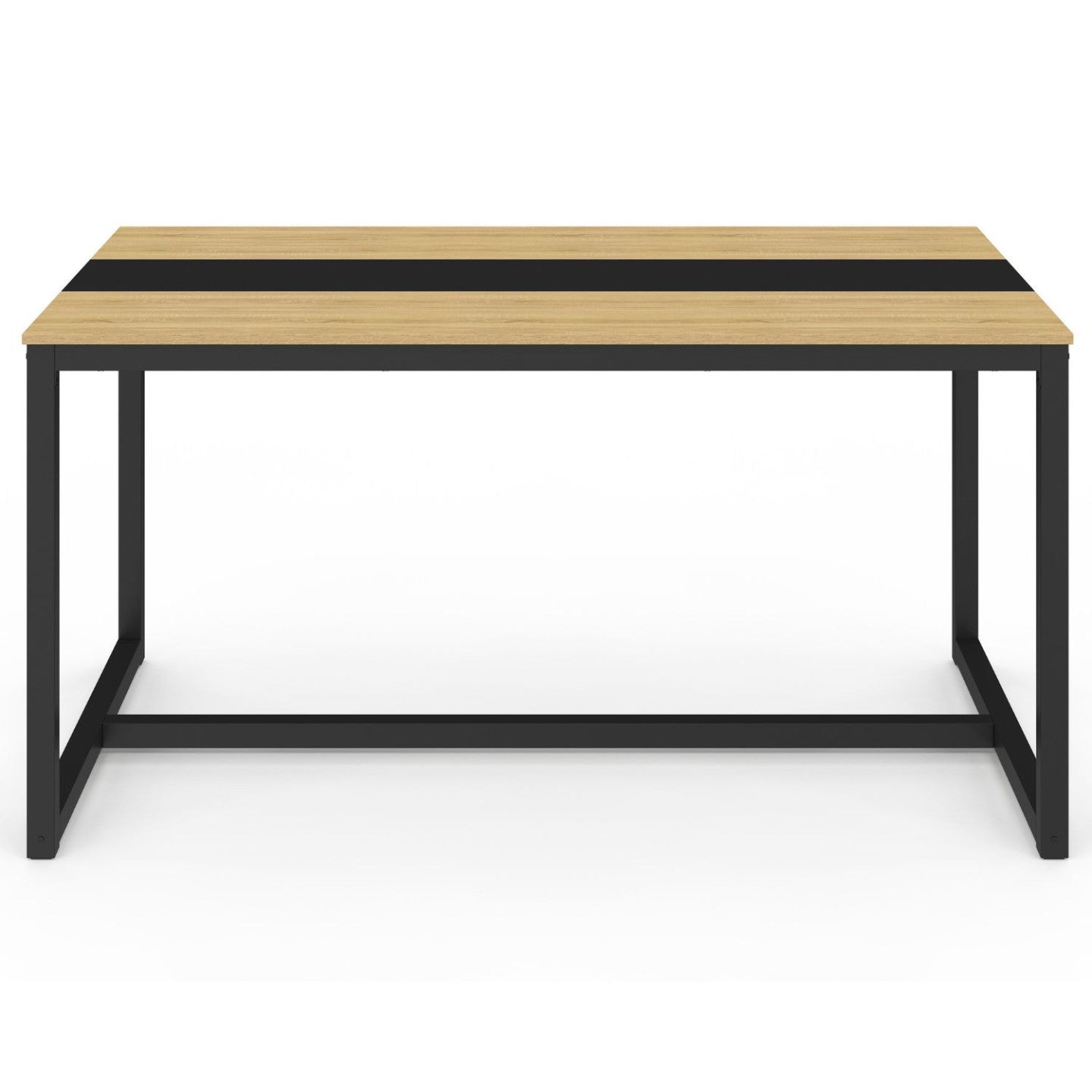 IDMarket - Tavolo da pranzo DOVER per 8 persone con fascia centrale nera design industriale 150 cm