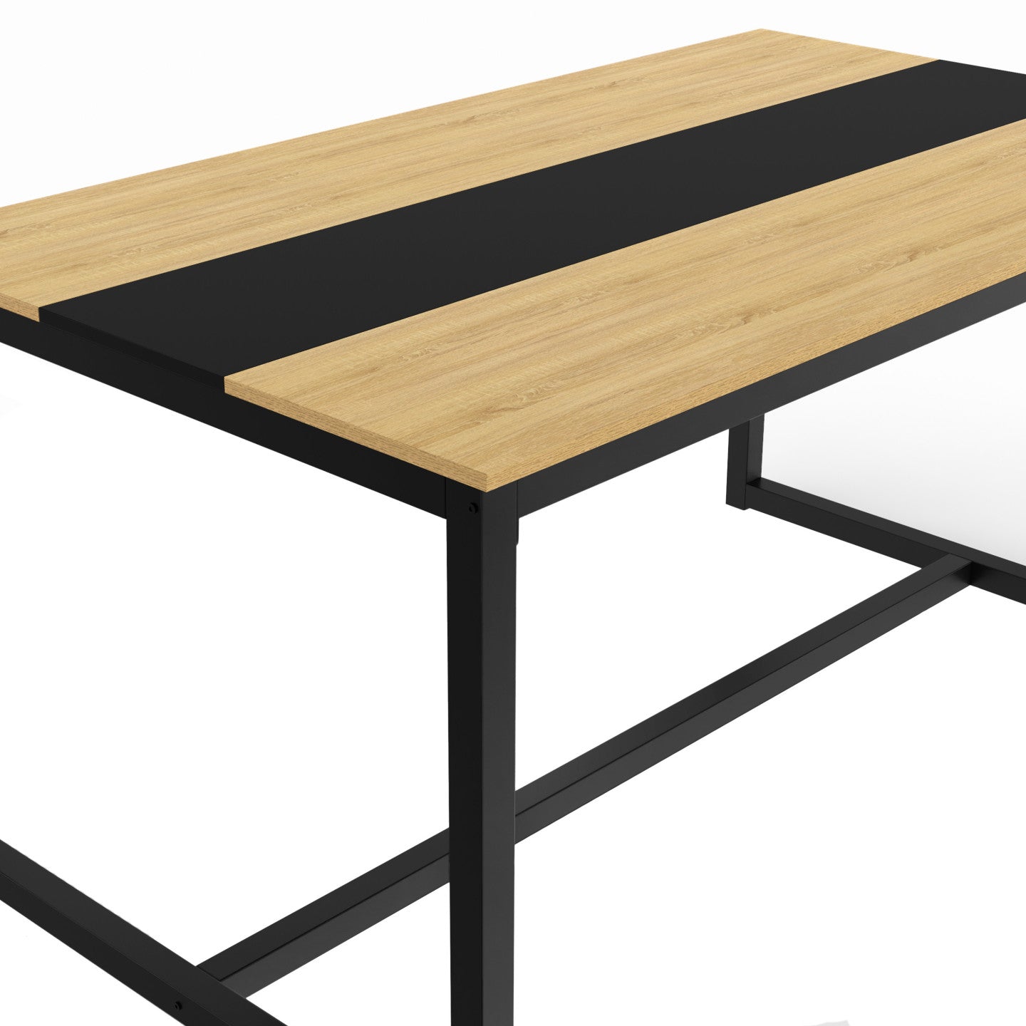 IDMarket - Tavolo da pranzo DOVER per 8 persone con fascia centrale nera design industriale 150 cm