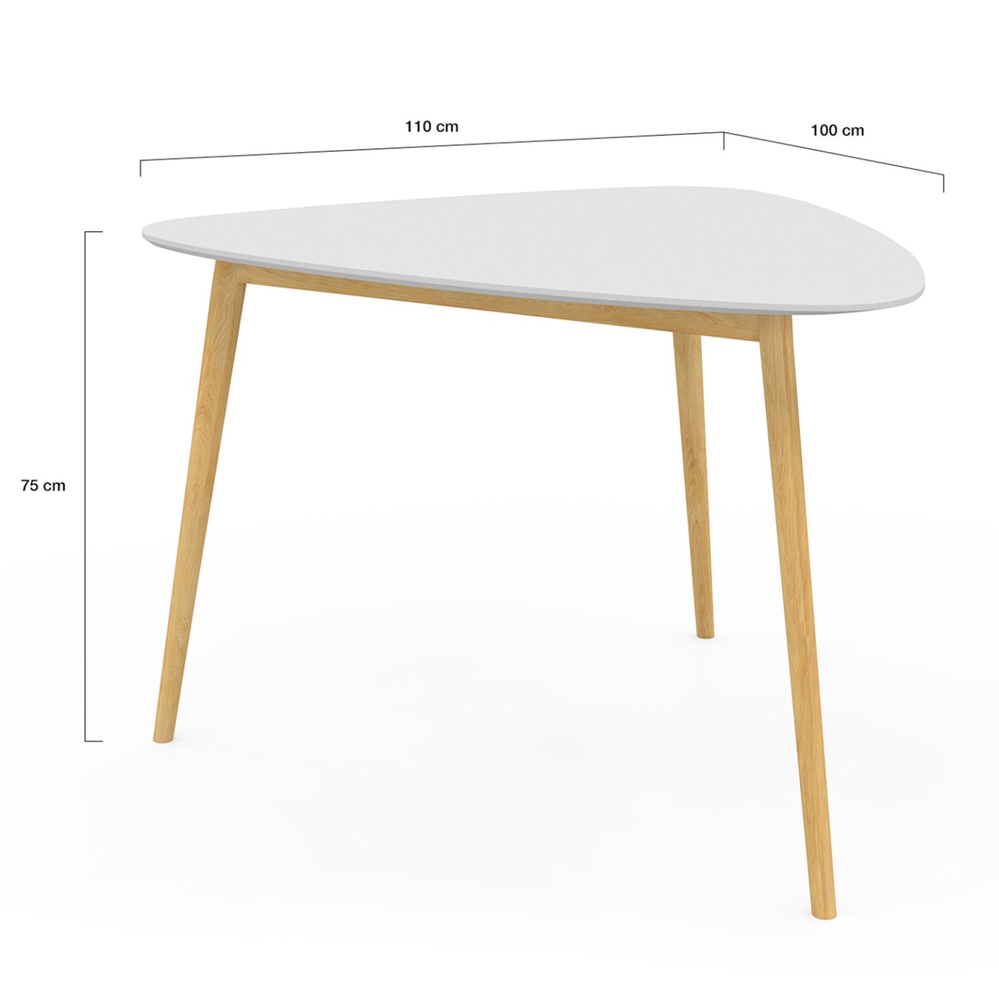 IDMarket - Tavolo da pranzo GAIA 4 persone piano bianco gambe in legno 110 cm