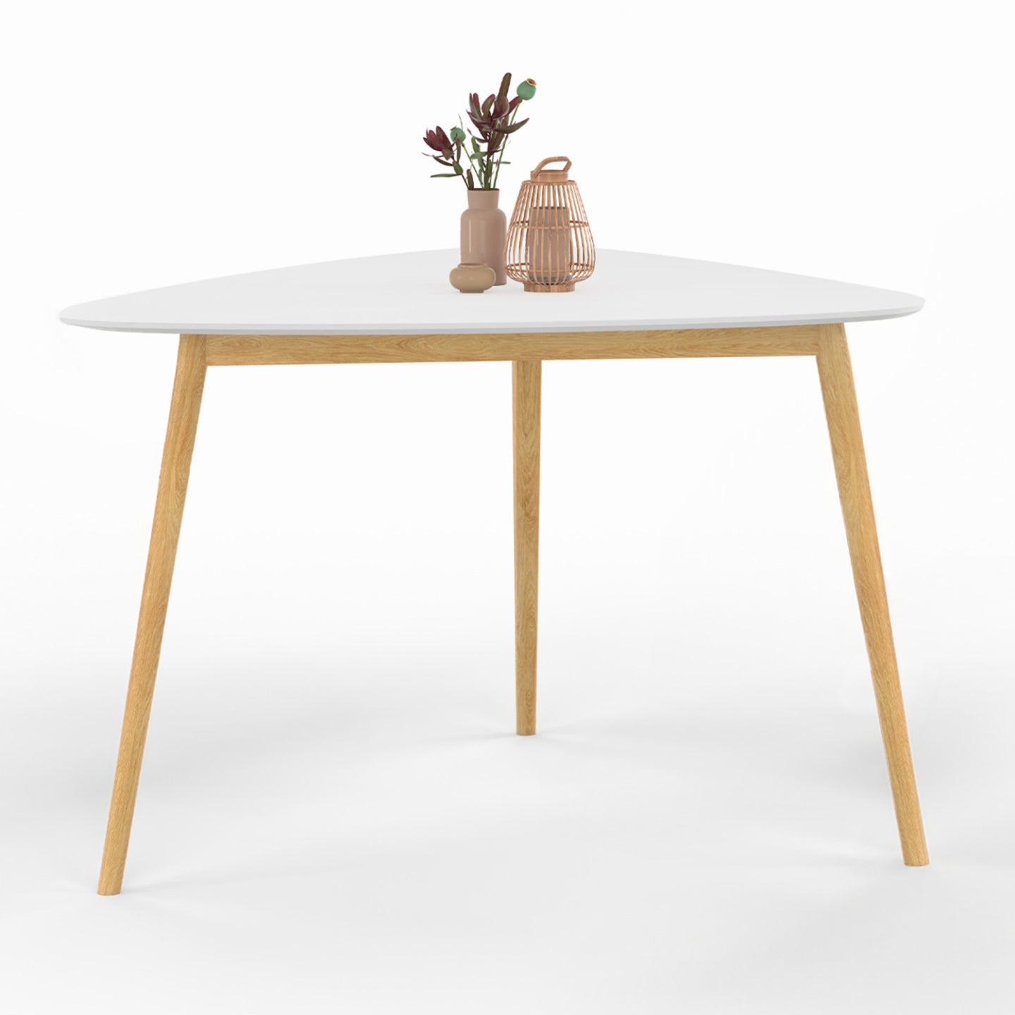 IDMarket - Tavolo da pranzo GAIA 4 persone piano bianco gambe in legno 110 cm