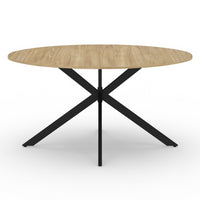 IDMarket - Tavolo da pranzo ovale ALIX, legno e gambe a ragno nere, 8 persone, 150 cm