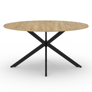 IDMarket - Tavolo da pranzo ovale ALIX, legno e gambe a ragno nere, 8 persone, 150 cm