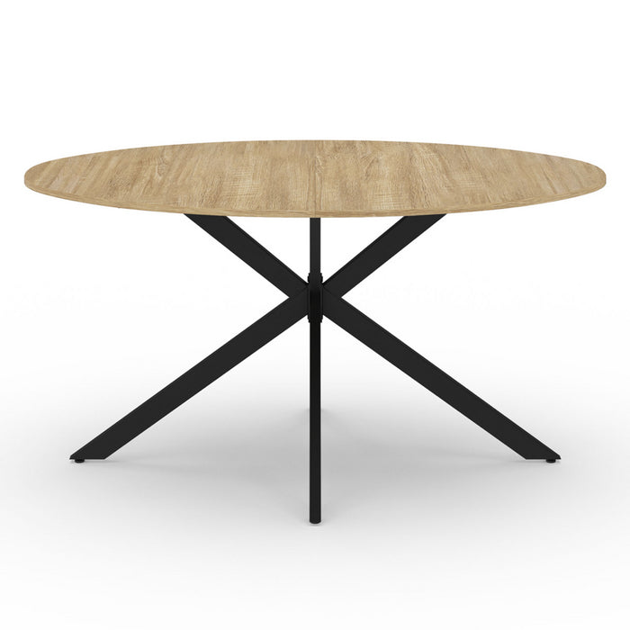 IDMarket - Tavolo da pranzo ovale ALIX, legno e gambe a ragno nere, 8 persone, 150 cm