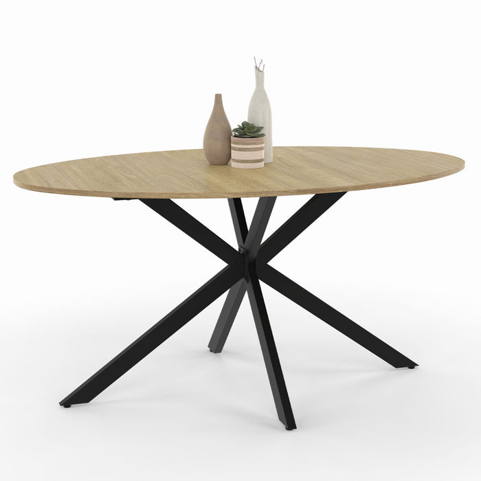IDMarket - Tavolo da pranzo ovale ALIX, legno e gambe a ragno nere, 8 persone, 150 cm