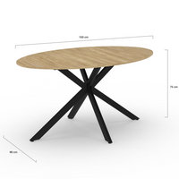IDMarket - Tavolo da pranzo ovale ALIX, legno e gambe a ragno nere, 8 persone, 150 cm
