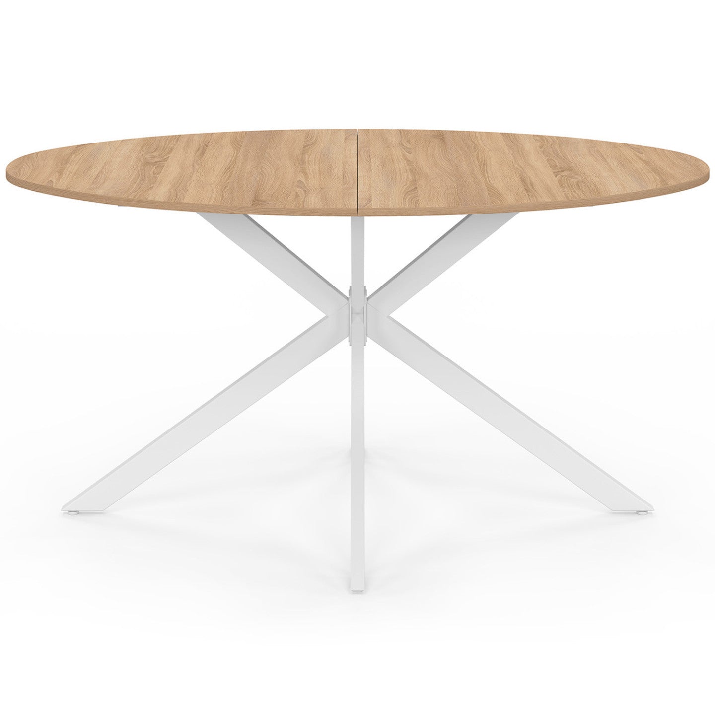 IDMarket - Tavolo da pranzo ovale ALIX per 8 persone con gambe in legno e ragno bianco 150 cm