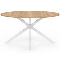 IDMarket - Tavolo da pranzo ovale ALIX per 8 persone con gambe in legno e ragno bianco 150 cm