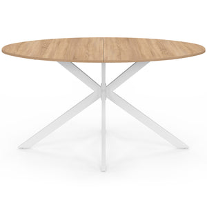 IDMarket - Tavolo da pranzo ovale ALIX per 8 persone con gambe in legno e ragno bianco 150 cm