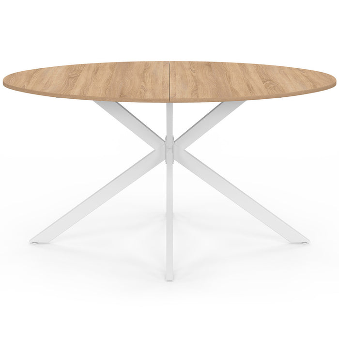 IDMarket - Tavolo da pranzo ovale ALIX per 8 persone con gambe in legno e ragno bianco 150 cm