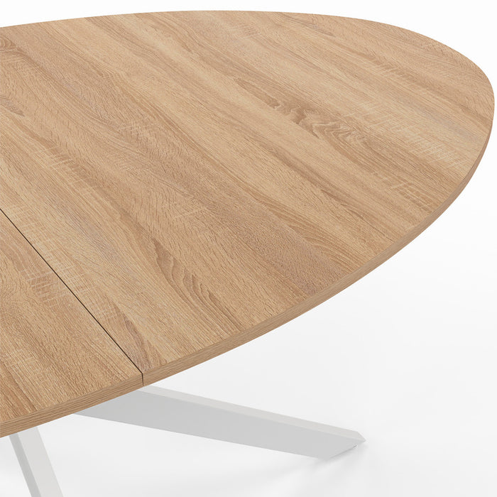 IDMarket - Tavolo da pranzo ovale ALIX per 8 persone con gambe in legno e ragno bianco 150 cm