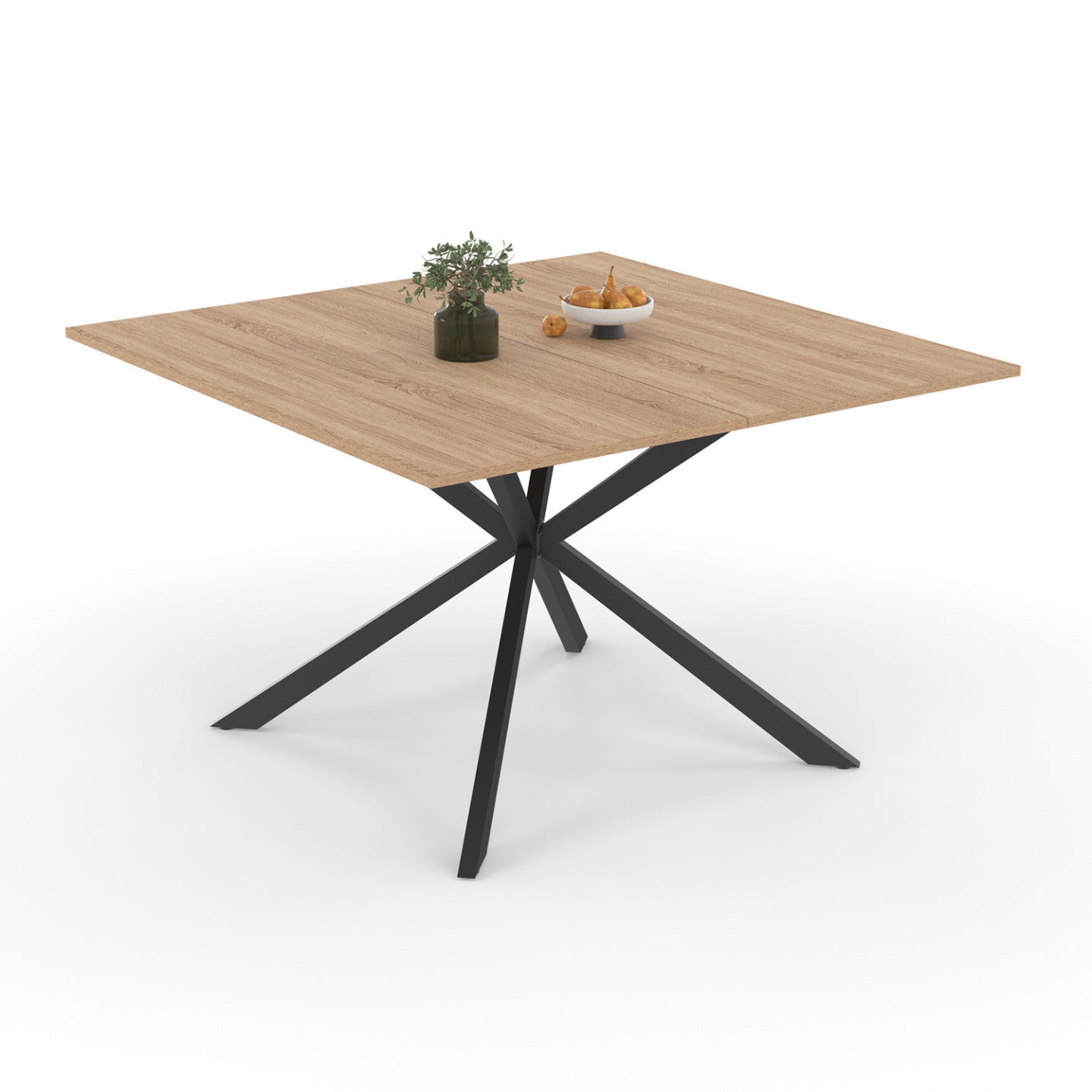IDMarket - Tavolo da pranzo quadrato ALIX, legno e gambe a ragno nere, 8 persone, 120 cm