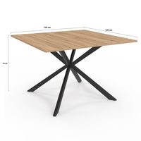 IDMarket - Tavolo da pranzo quadrato ALIX, legno e gambe a ragno nere, 8 persone, 120 cm