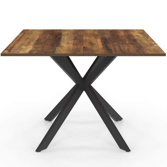 IDMarket - Tavolo da pranzo quadrato ALIX per 8 persone con gambe HAWKINS in legno scuro e ragno nero 110 cm