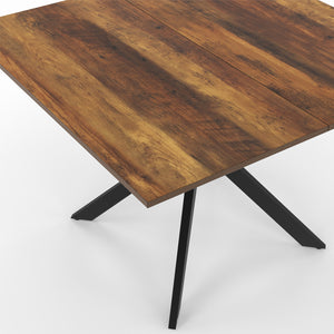 IDMarket - Tavolo da pranzo quadrato ALIX per 8 persone con gambe HAWKINS in legno scuro e ragno nero 110 cm