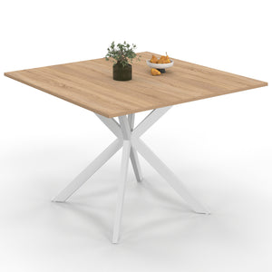 IDMarket - Tavolo da pranzo quadrato ALIX per 8 persone con gambe in legno e ragno bianco 110 cm