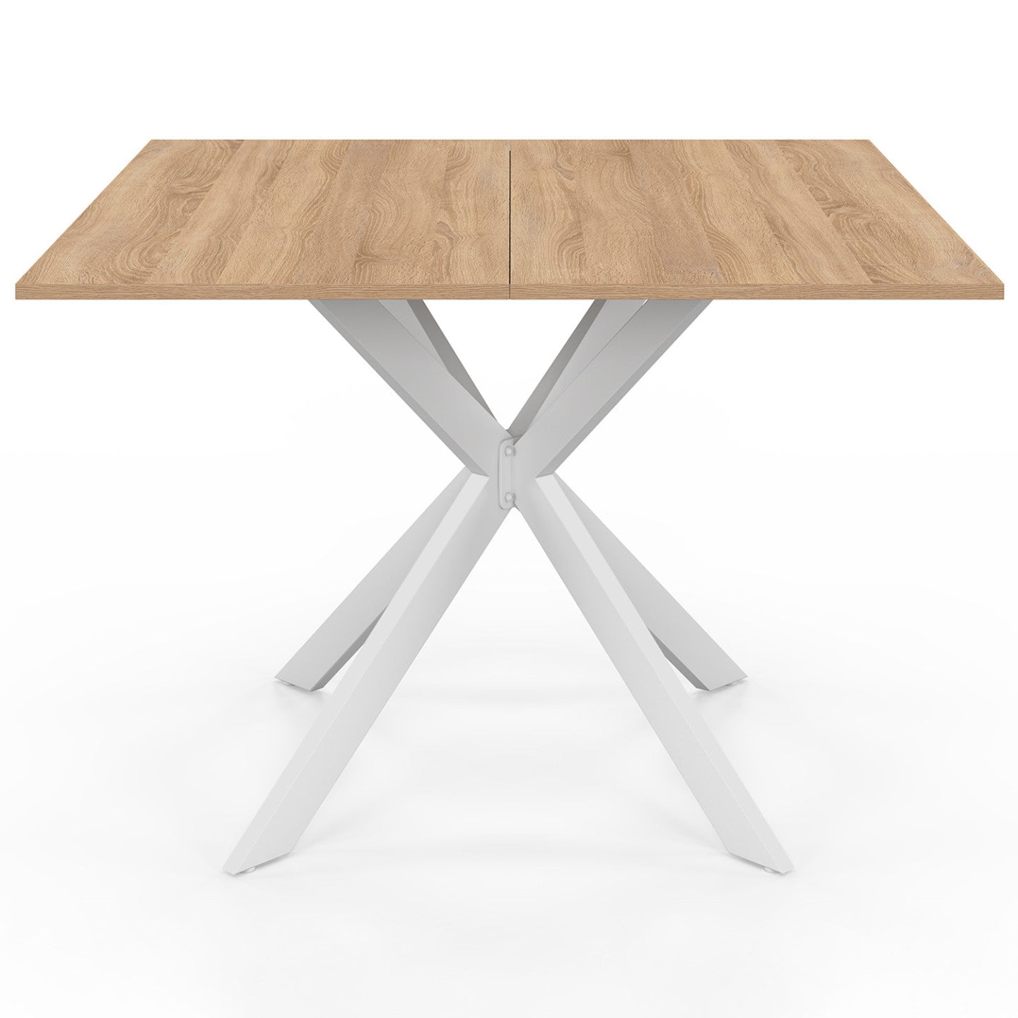 IDMarket - Tavolo da pranzo quadrato ALIX per 8 persone con gambe in legno e ragno bianco 110 cm