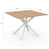 IDMarket - Tavolo da pranzo quadrato ALIX per 8 persone con gambe in legno e ragno bianco 110 cm
