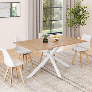 IDMarket - Tavolo da pranzo rettangolare ALIX 8 persone in legno e gambe a ragno bianche 160 cm