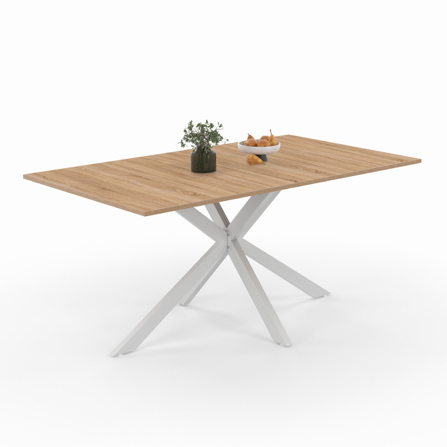IDMarket - Tavolo da pranzo rettangolare ALIX 8 persone in legno e gambe a ragno bianche 160 cm