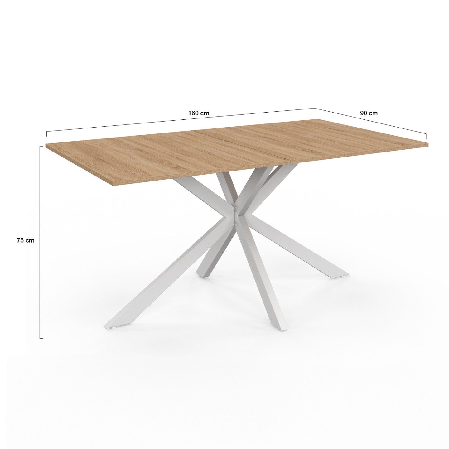 IDMarket - Tavolo da pranzo rettangolare ALIX 8 persone in legno e gambe a ragno bianche 160 cm